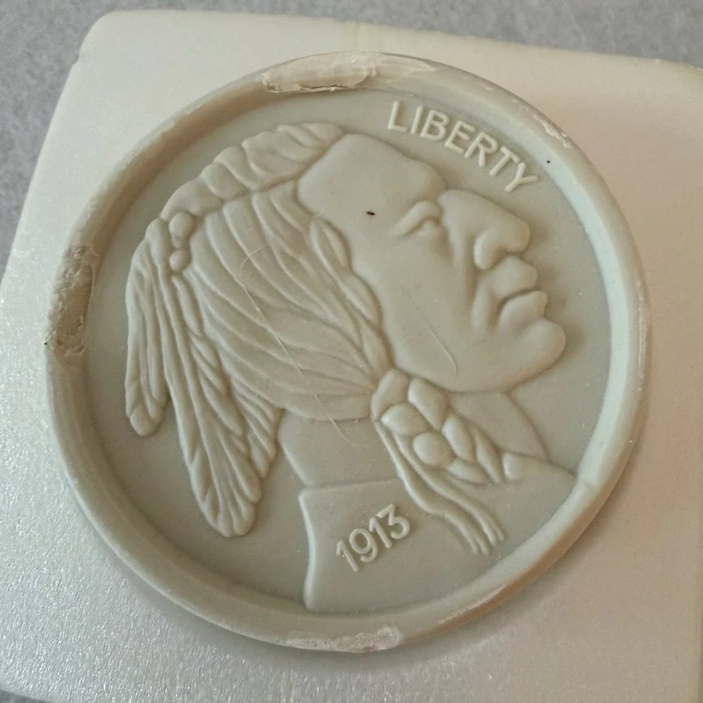 Vintage Buffalo Nickel Soap Dish 1913 Design w/ Unused Soap‎ James E Fraser Box